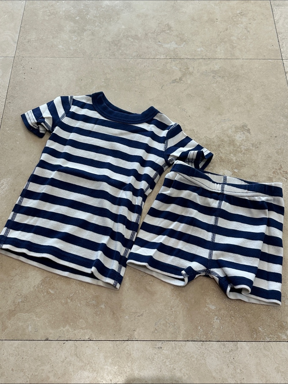 Hanna Andersson Navy & White Striped Short Sleeve Pajama Set